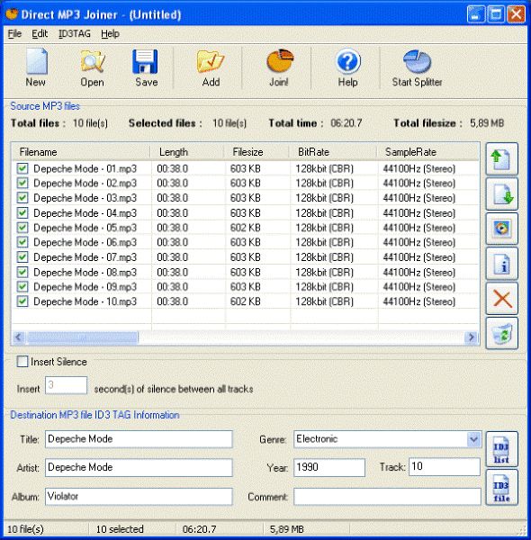 Fast merge, combine or batch join MP3 files.