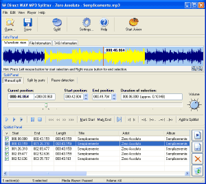 Screenshot for Direct WAV MP3 Splitter 2.7.0.25
