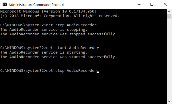 Audio Recorder Service Start\Stop