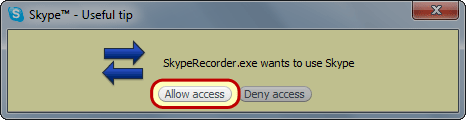 Allow access for Skype Recorder
