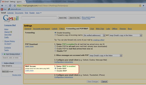 Enable IMAP in Gmail
